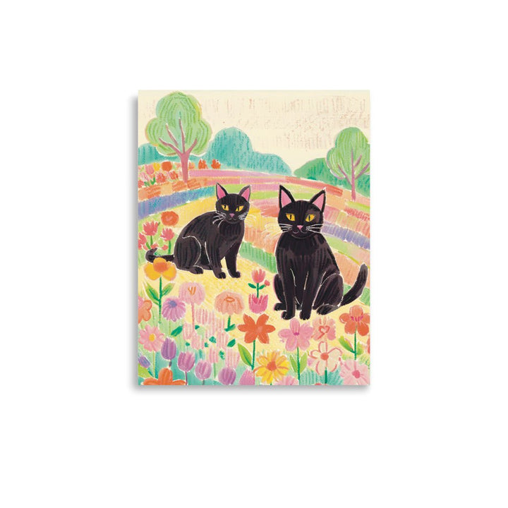 kitties in a Rainbow field Art Print