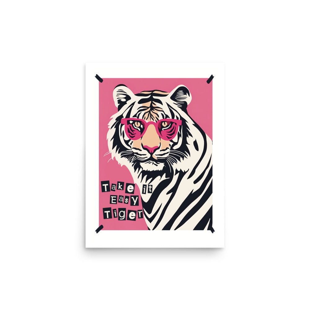 Take it Easy Tiger in Pink Sunglasses Art Print