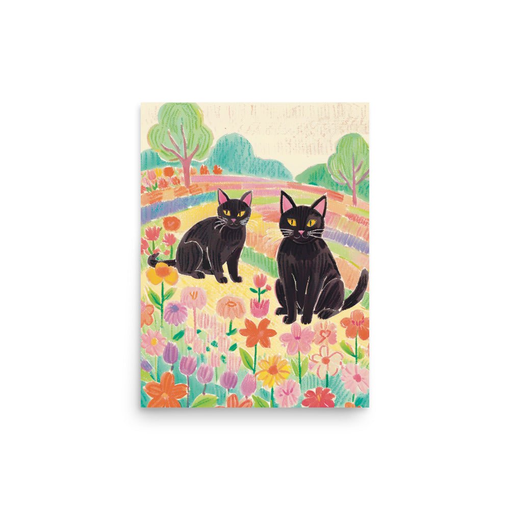 kitties in a Rainbow field Art Print