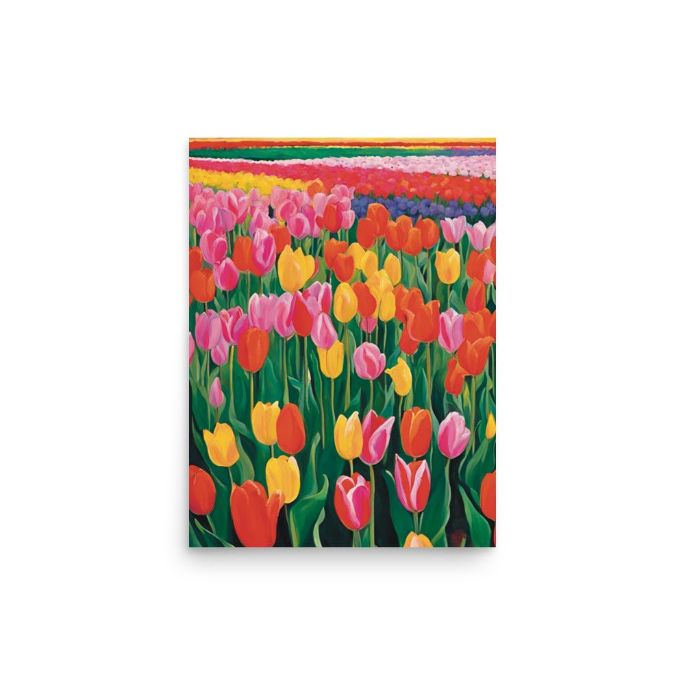 Red, Yellow & Pink Flowers on a Field Art Print