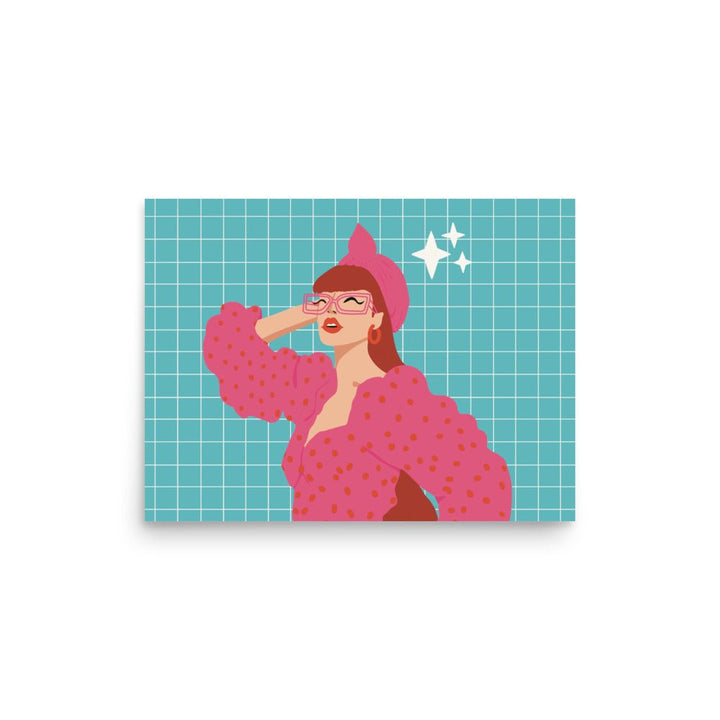 Fashion Redhead in Pink Art Print