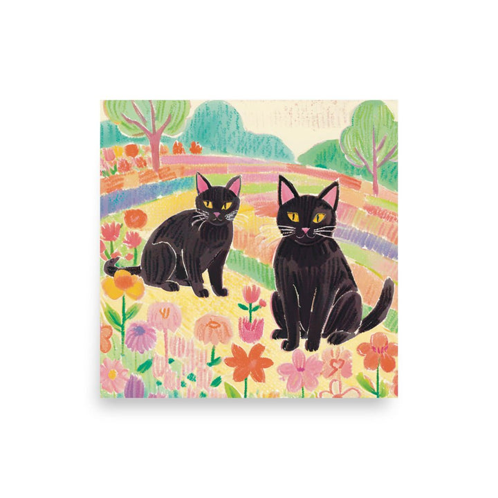 kitties in a Rainbow field Art Print