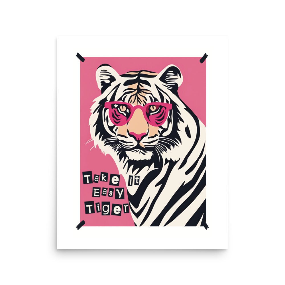 Take it Easy Tiger in Pink Sunglasses Art Print