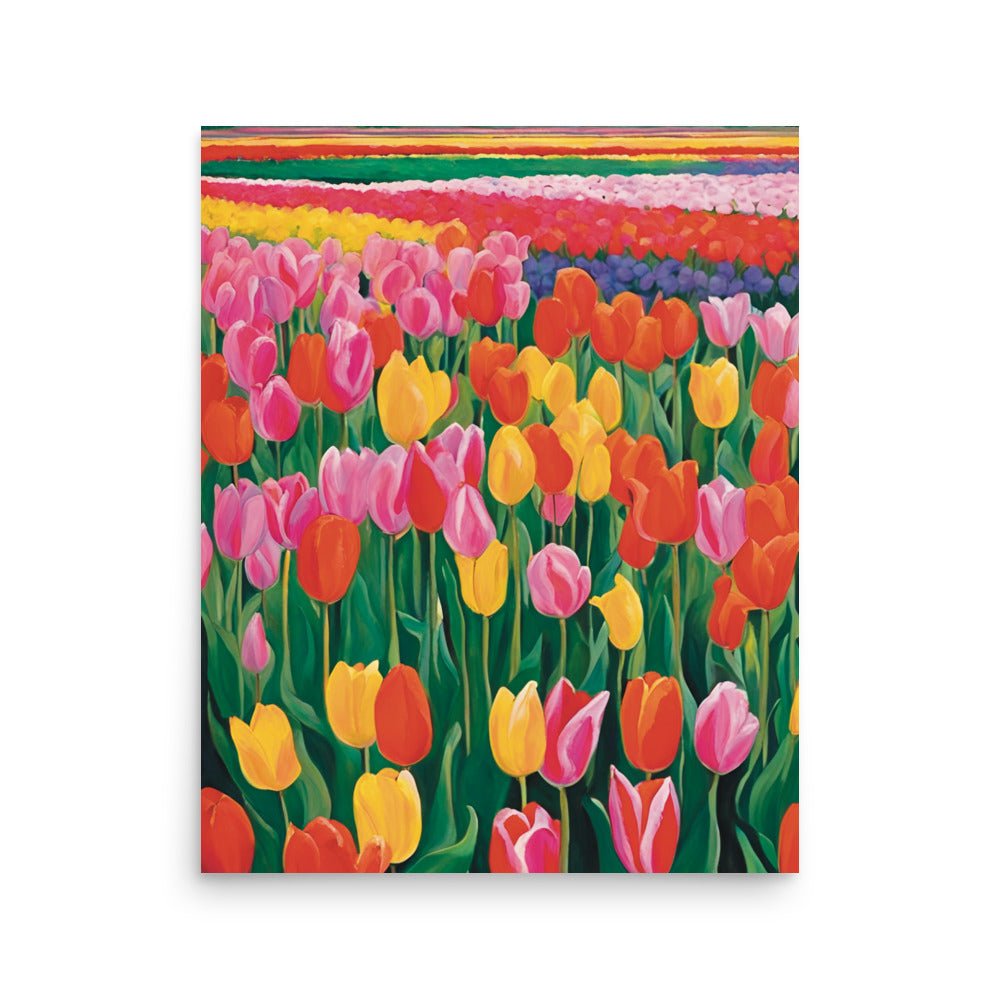 Red, Yellow & Pink Flowers on a Field Art Print