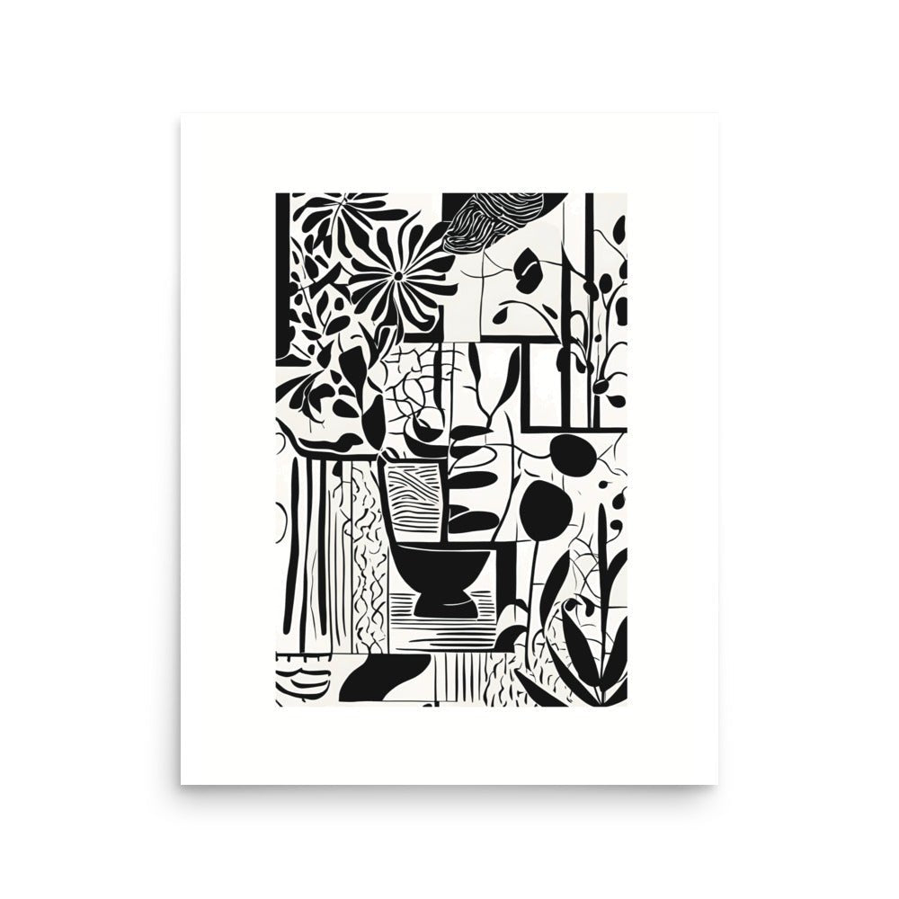 Monochromatic Black and White Garden Wall Poster