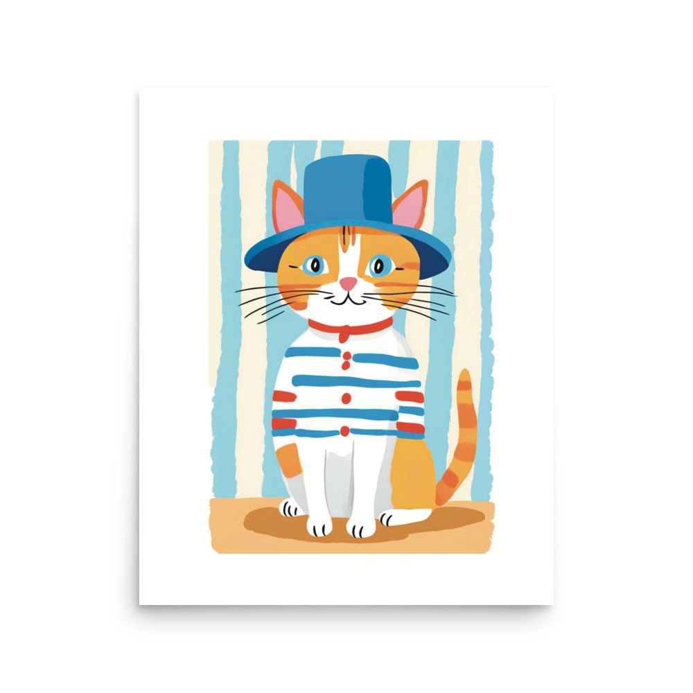 Mr. Cat in the Blue Hat Art Print