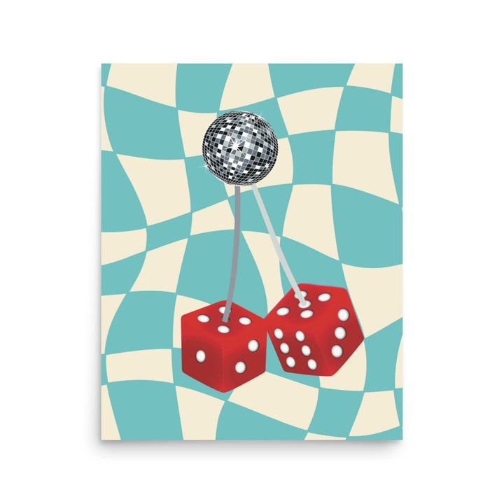 Checkered Cherry Dices Art Print