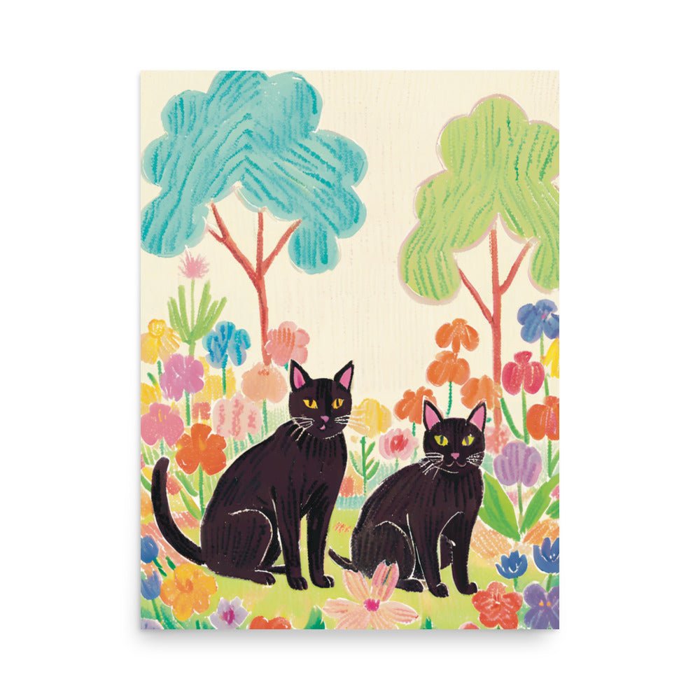 2 Cats in a Crayon Savanna Art Print