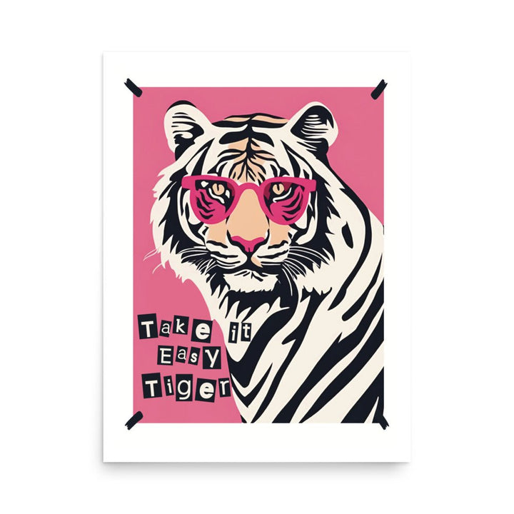 Take it Easy Tiger in Pink Sunglasses Art Print