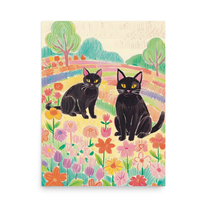 kitties in a Rainbow field Art Print