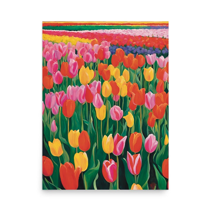 Red, Yellow & Pink Flowers on a Field Art Print