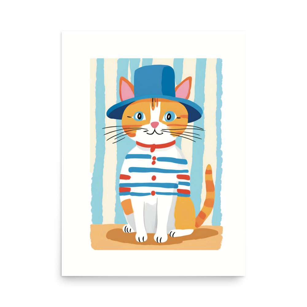 Mr. Cat in the Blue Hat Art Print