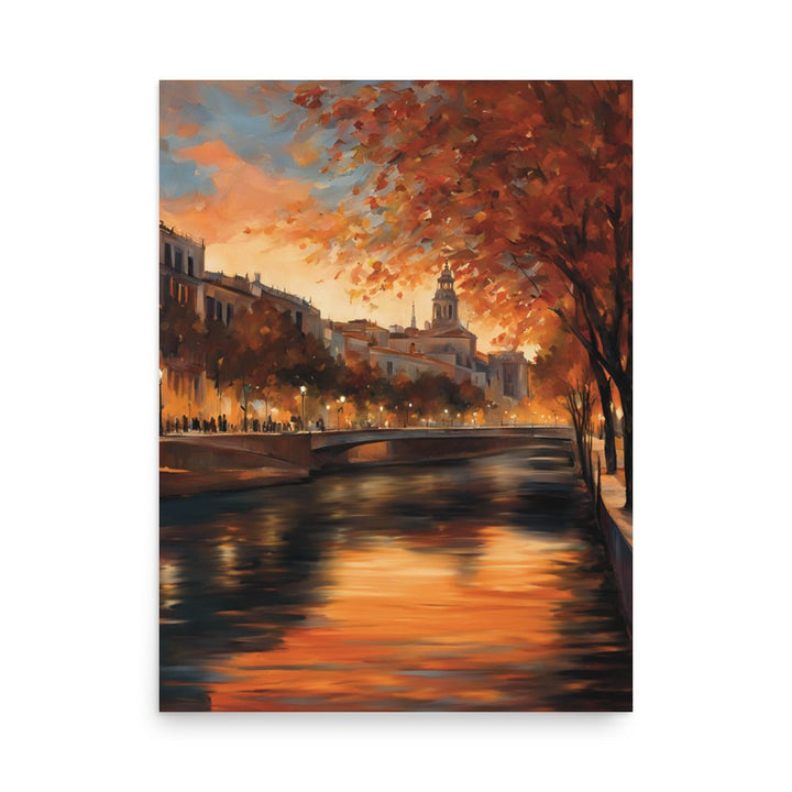 Fall Lights by the River Art Print