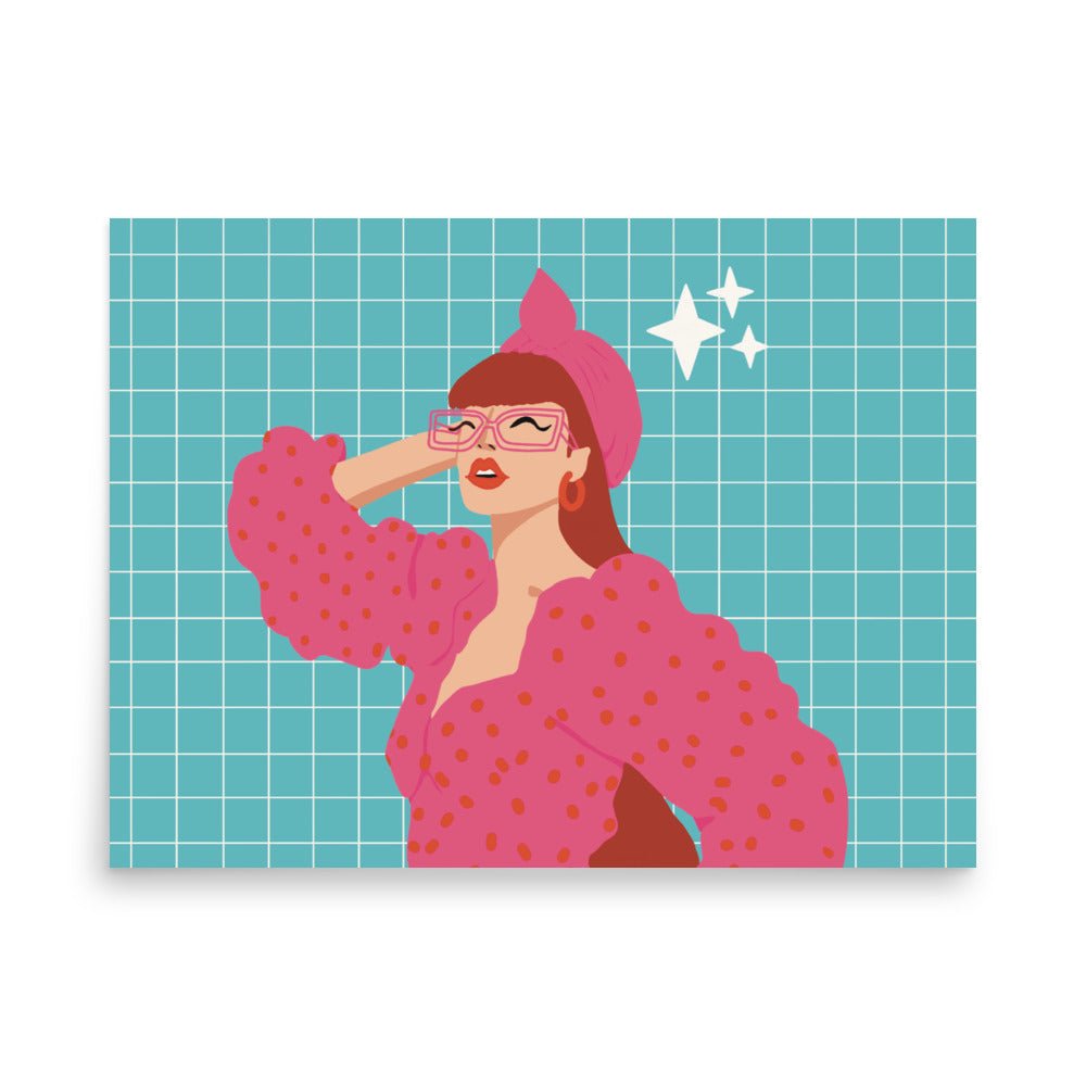 Fashion Redhead in Pink Art Print