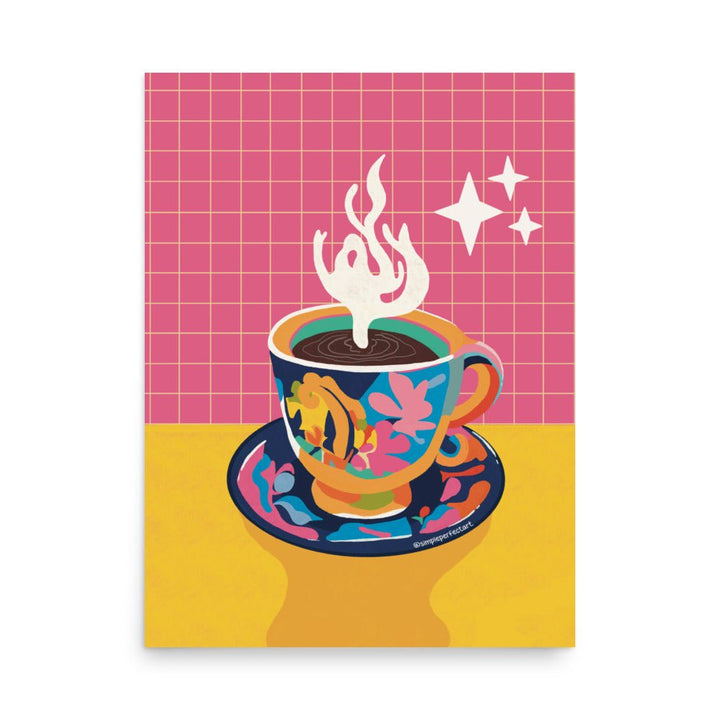 Hot Coffee Funky Art Print