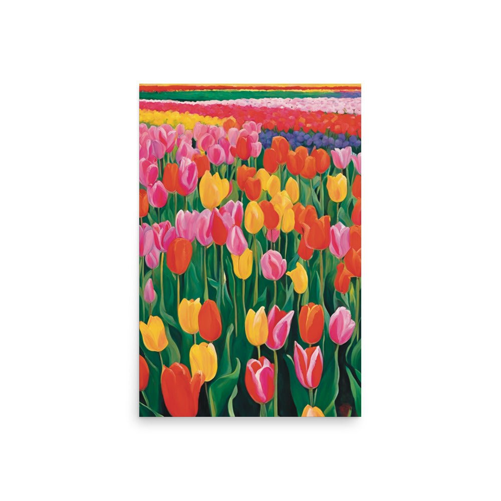 Red, Yellow & Pink Flowers on a Field Art Print