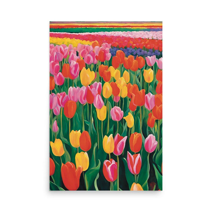 Red, Yellow & Pink Flowers on a Field Art Print