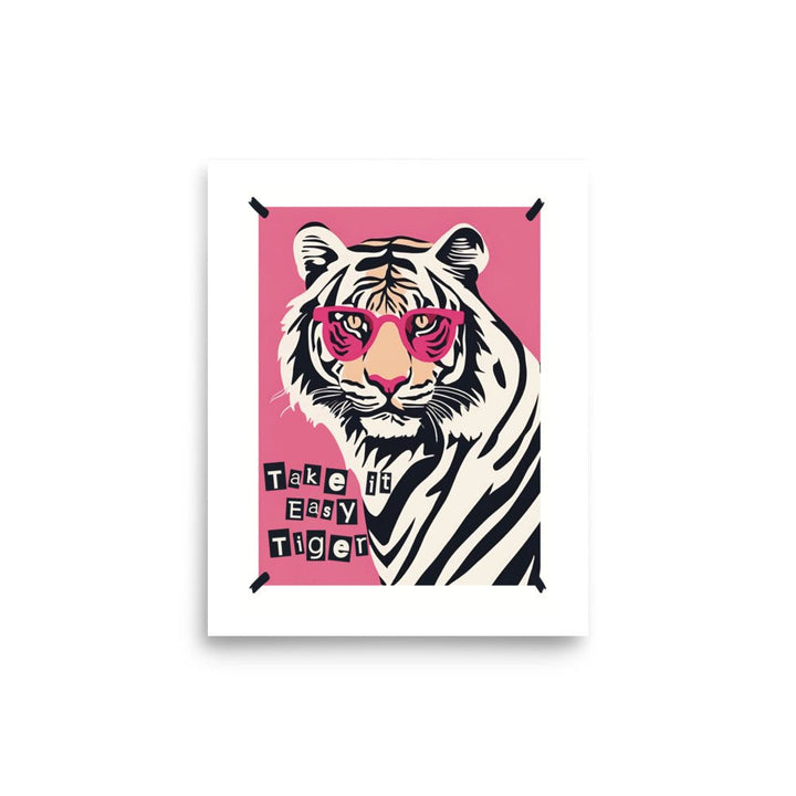 Take it Easy Tiger in Pink Sunglasses Art Print