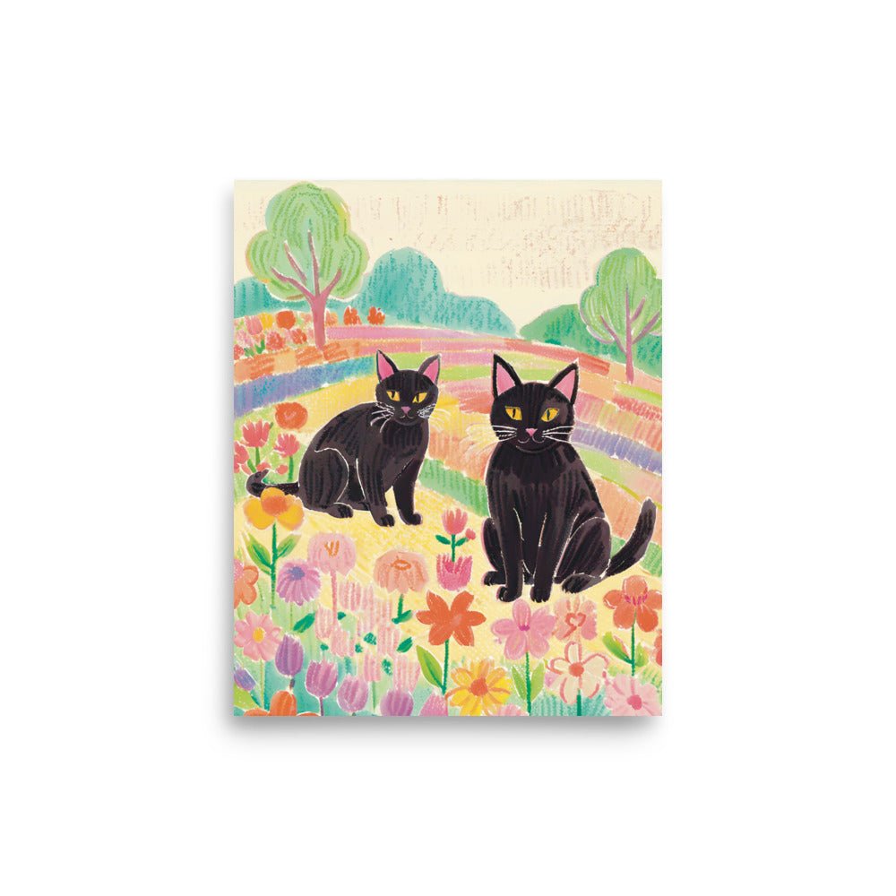 kitties in a Rainbow field Art Print