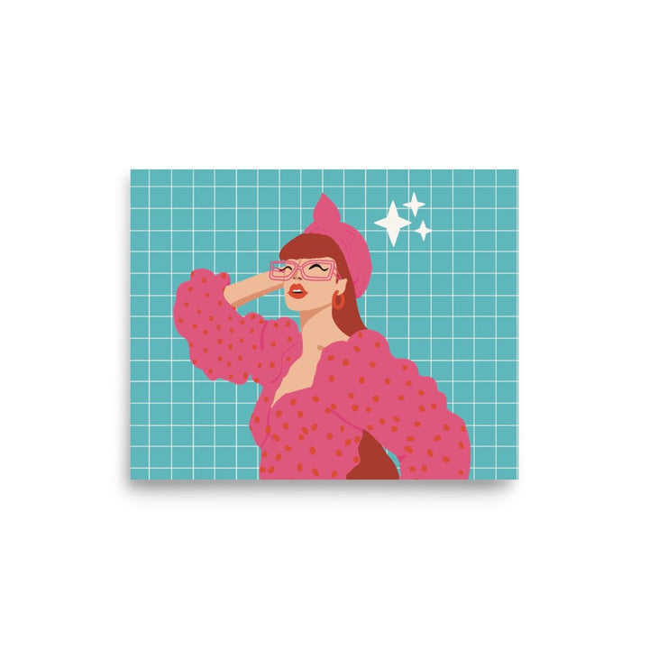 Fashion Redhead in Pink Art Print