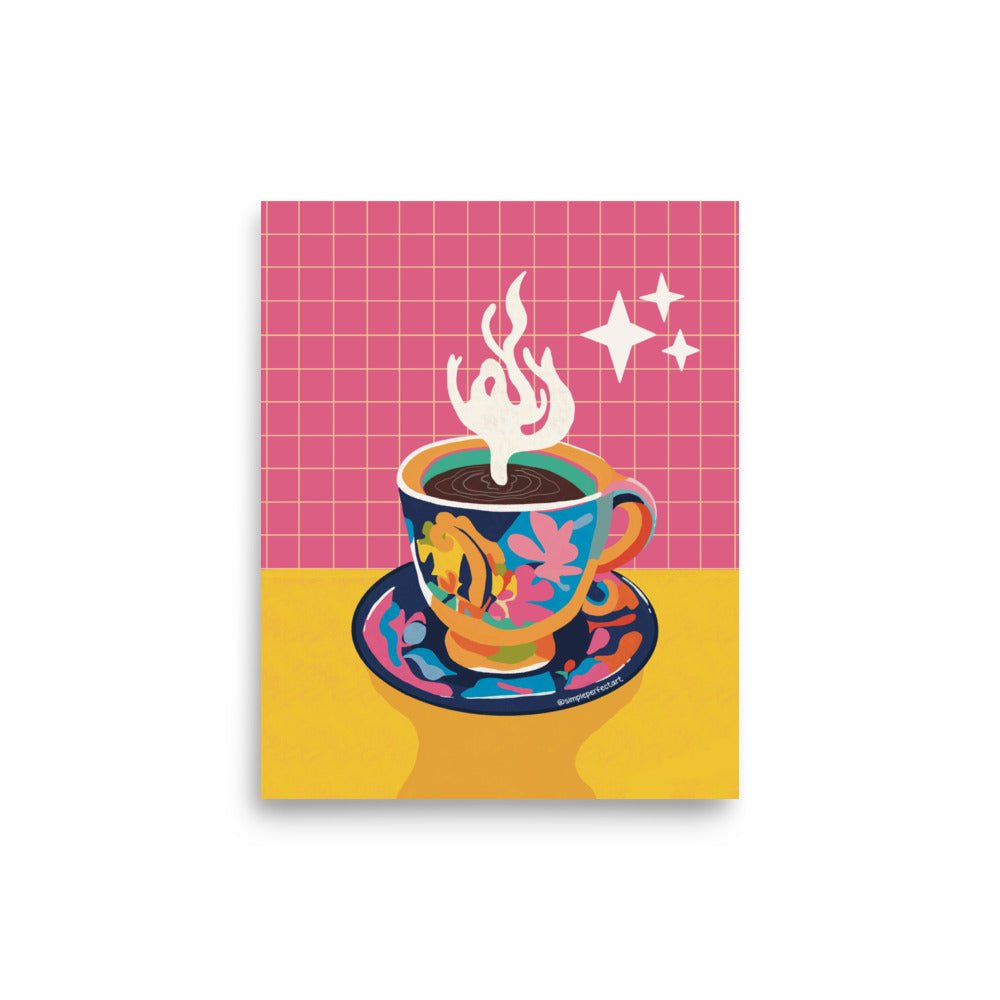 Hot Coffee Funky Art Print