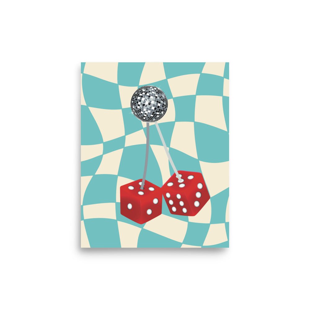 Checkered Cherry Dices Art Print