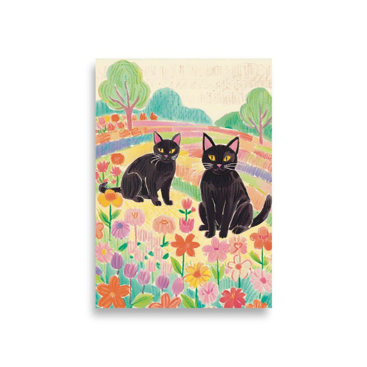 kitties in a Rainbow field Art Print