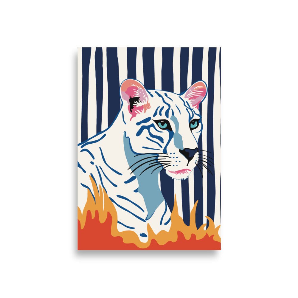 White and Blue Kittie Art print