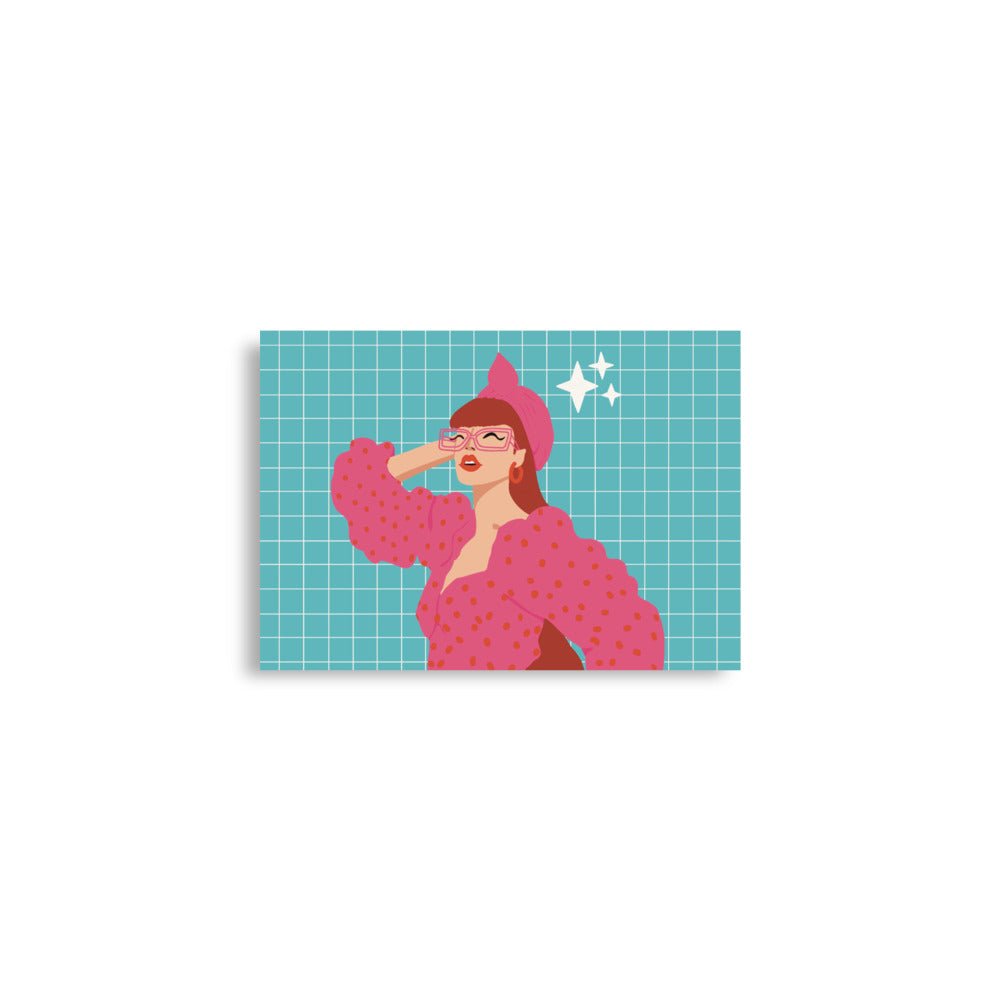 Fashion Redhead in Pink Art Print