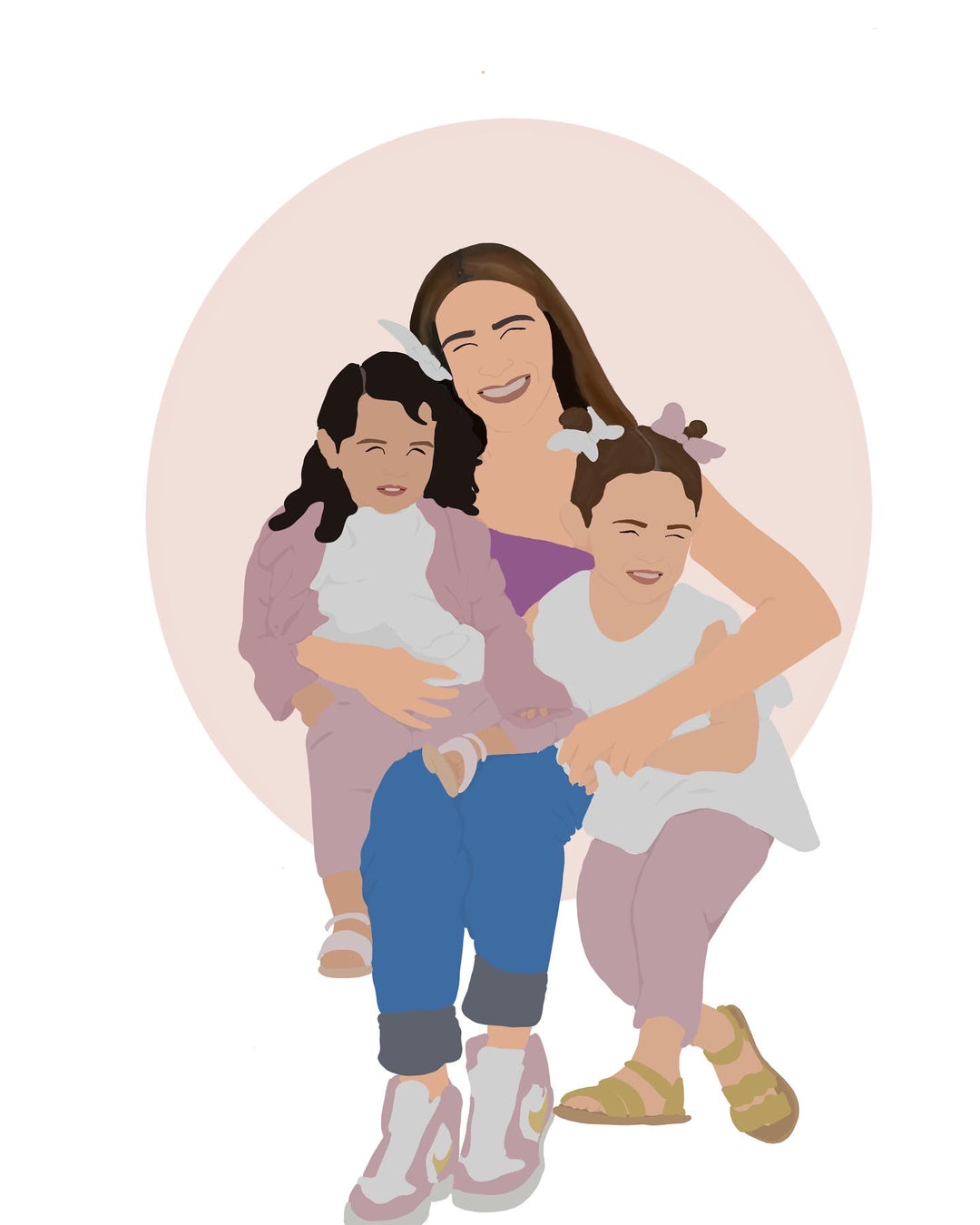 happy mom with children digital portrait  