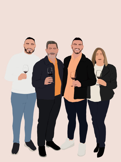 Cheers family Digital Illustration with pink background 