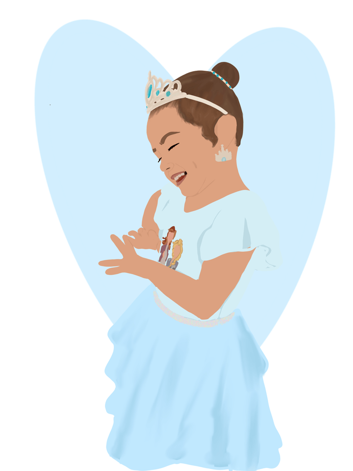 Beautiful princess with heart on the background minimalist art digital portrait  