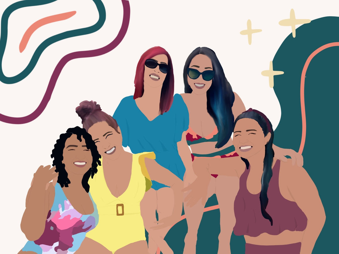 fun in the sun girl's minimalist art digital illustration 