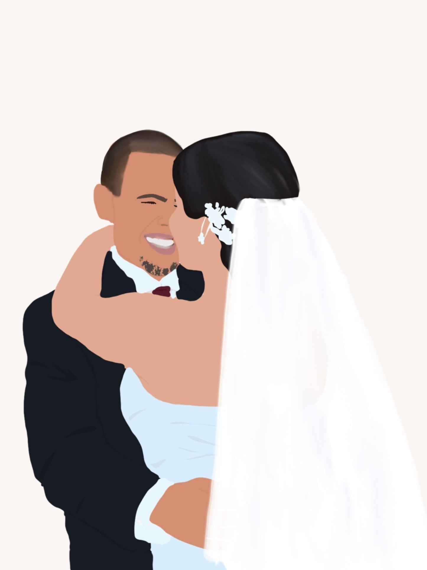 Happy Married Couple Digital Illustration with single color background 