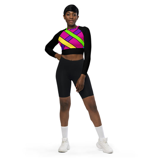 80's Workout Outfit-Women Tank Top- Long-Sleeve Crop Top