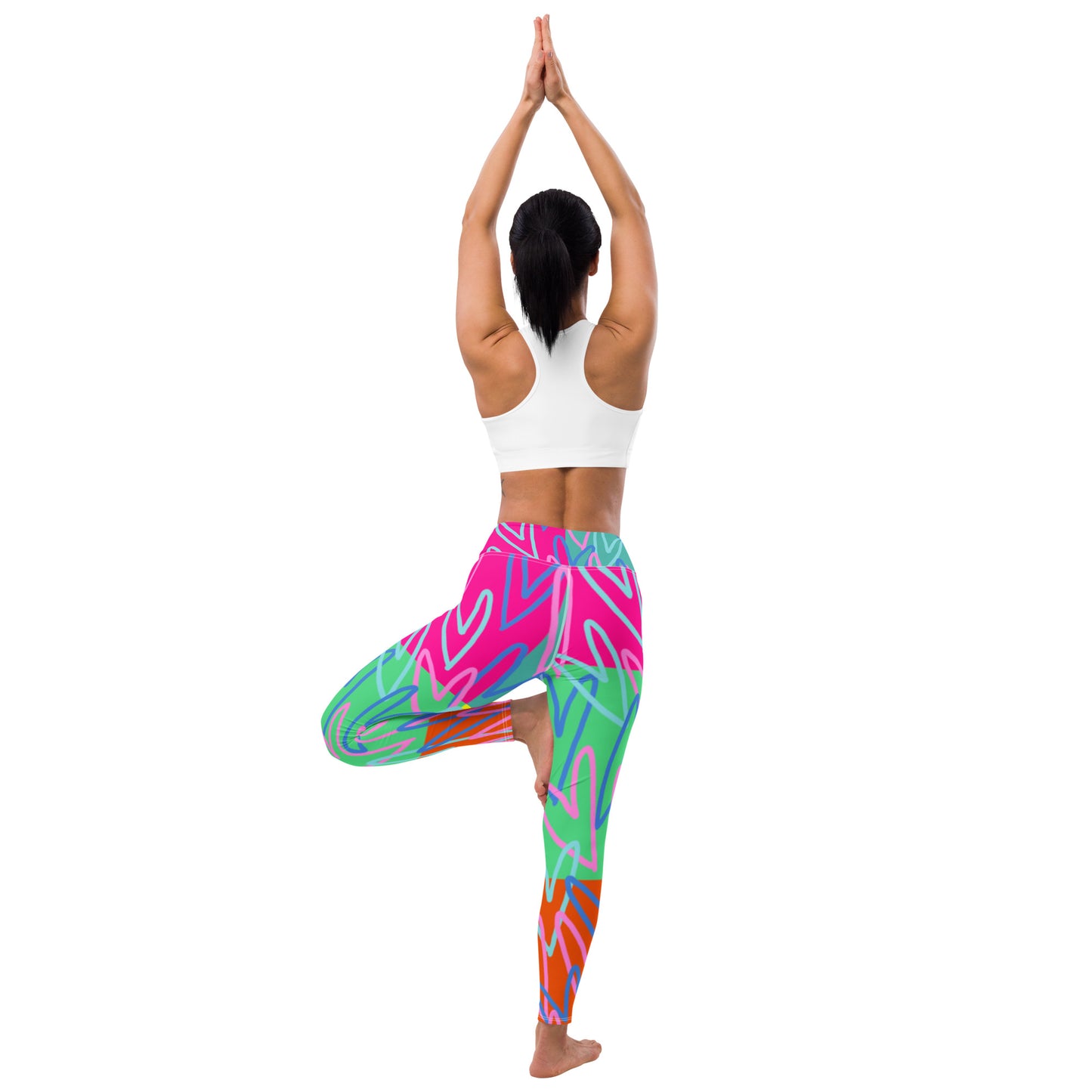 Corazones Eléctricos- Leggings de Yoga para Mujer-Cintura Alta