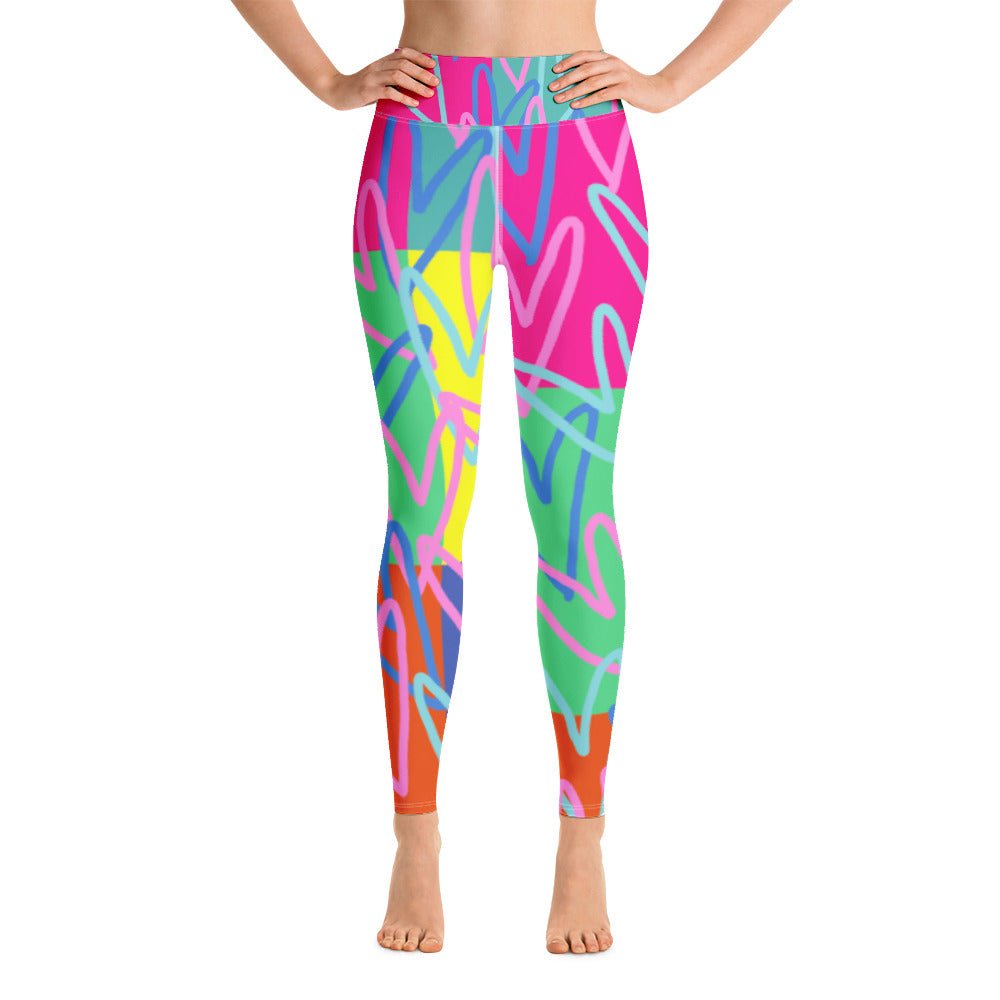Electric Hearts- Women Yoga Leggings-Workout Colorful Pants