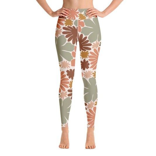 Minimalistic Flowers- Yoga Leggings for Women-High Waisted Pants
