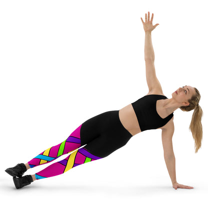 80's Workout Outfit- Colorful Yoga Pants- Compression Legging Womens