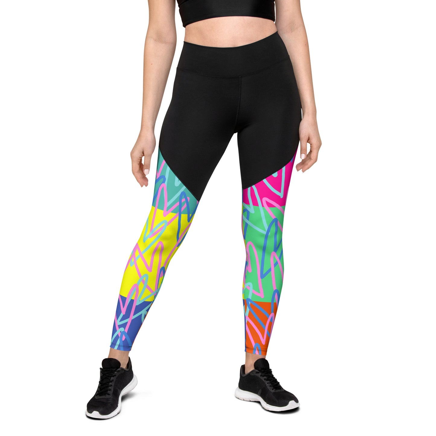 Electric Heart- Compression Women Legging- Colorful Yoga Pants