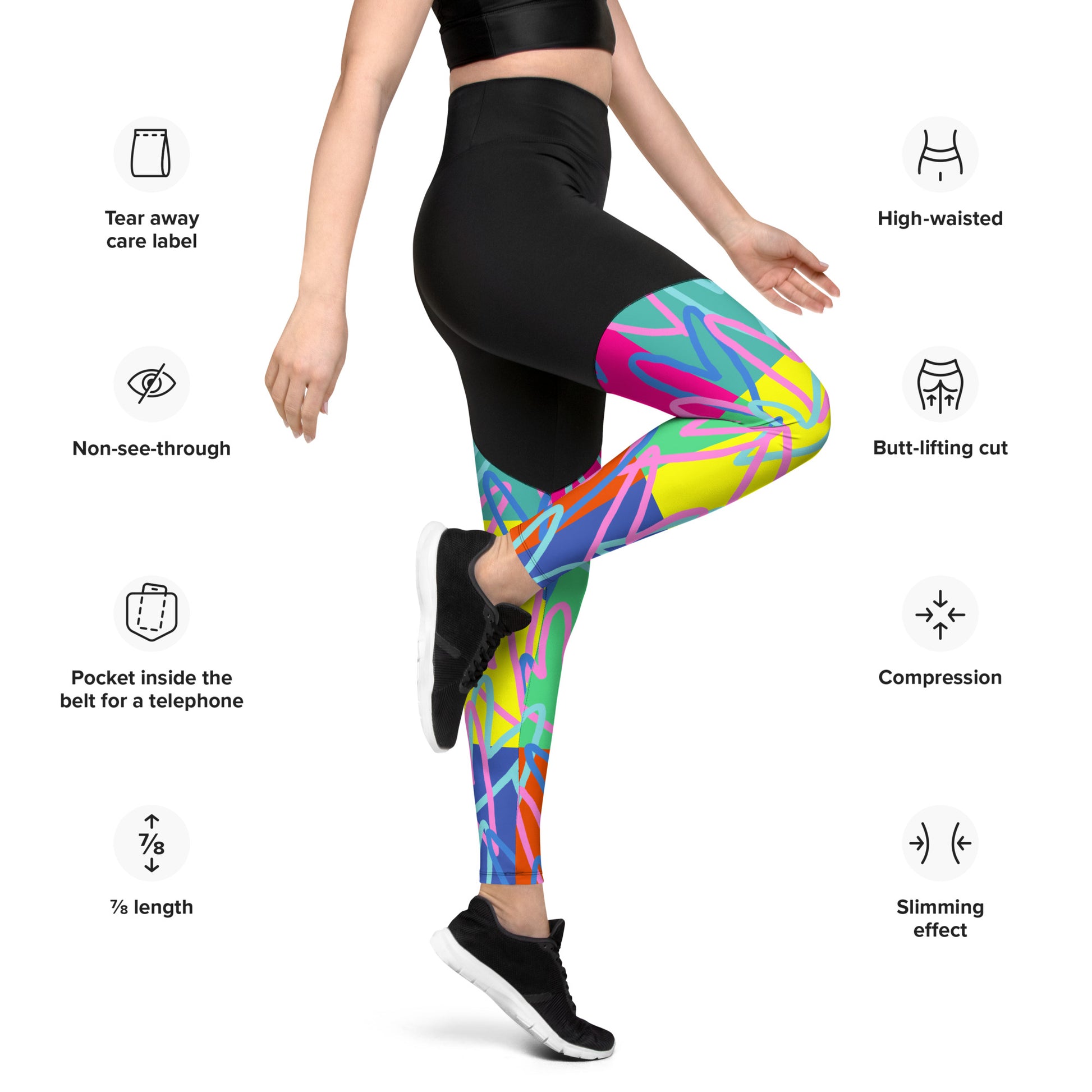 Electric Heart- Compression Women Legging- Colorful Yoga Pants –  simpleperfectart